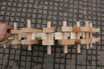  see how dowel pegs and wedges work to hold the wood in place the wood